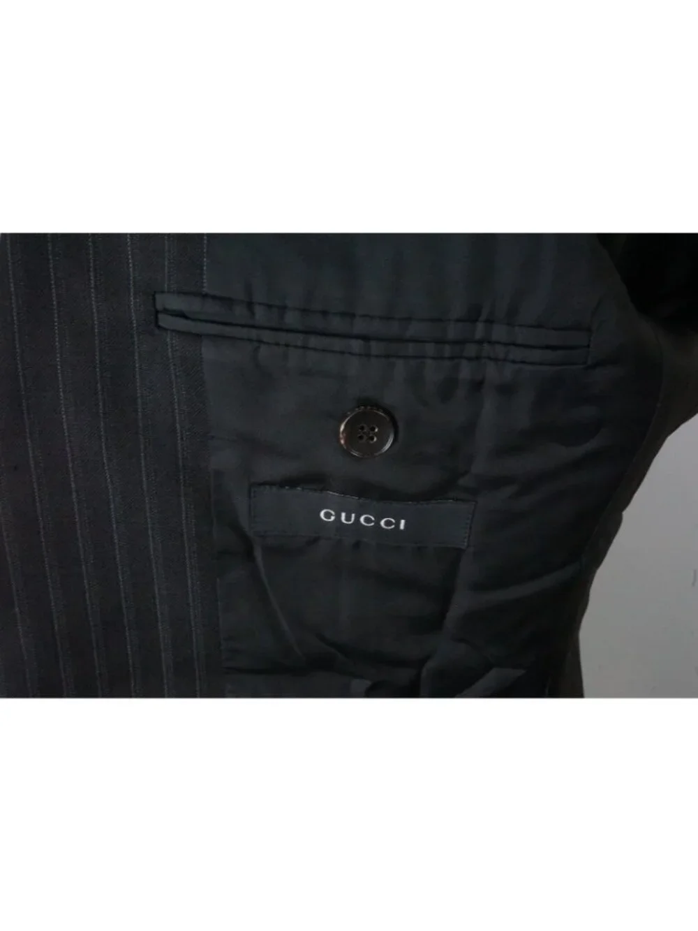 Gucci Black Striped 100% Wool 2 Pc Suit Jacket Pants 46 EU BRAND NEW